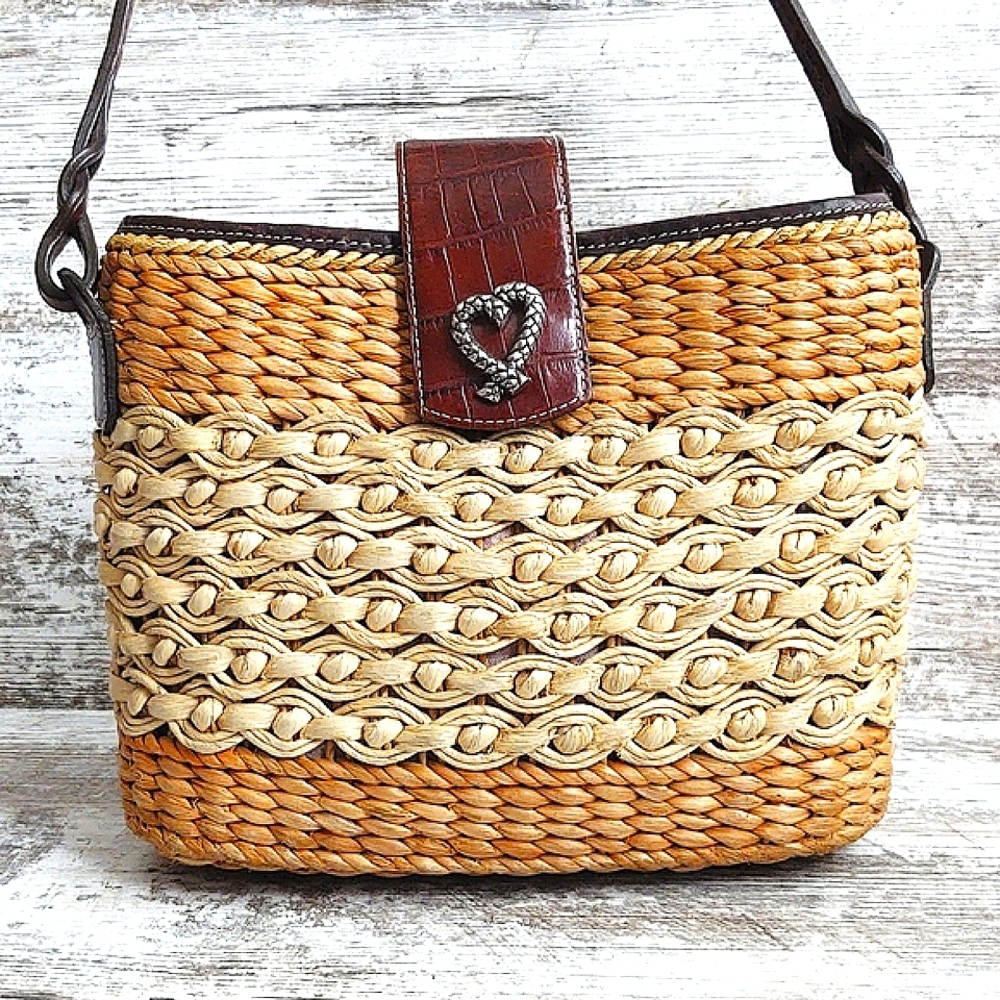 Brighton Sadie  Leather & Woven Shoulder Bag